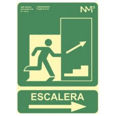 SEÑAL "SALIDA EMERGENCIA ESCALERA SUBE DERECHA" 224X300 PVC VERDE ARCHIVO 2000 6170-14H VE (Espera 4 dias)